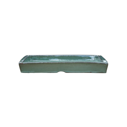 Square Green Cream Ceramic Clay Plant Saucer