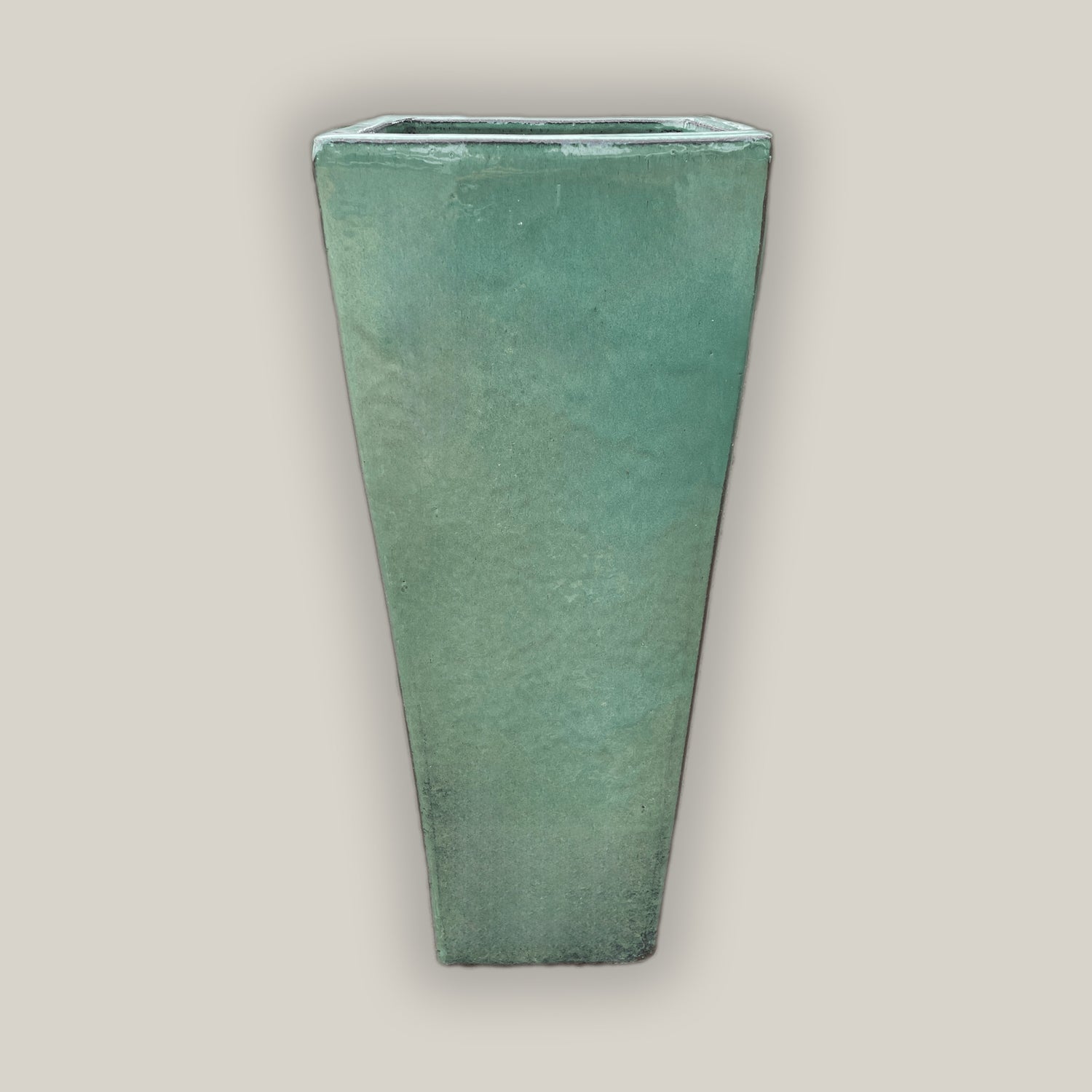 204M9- Forest Green Tall Ceramic Wedge Planter