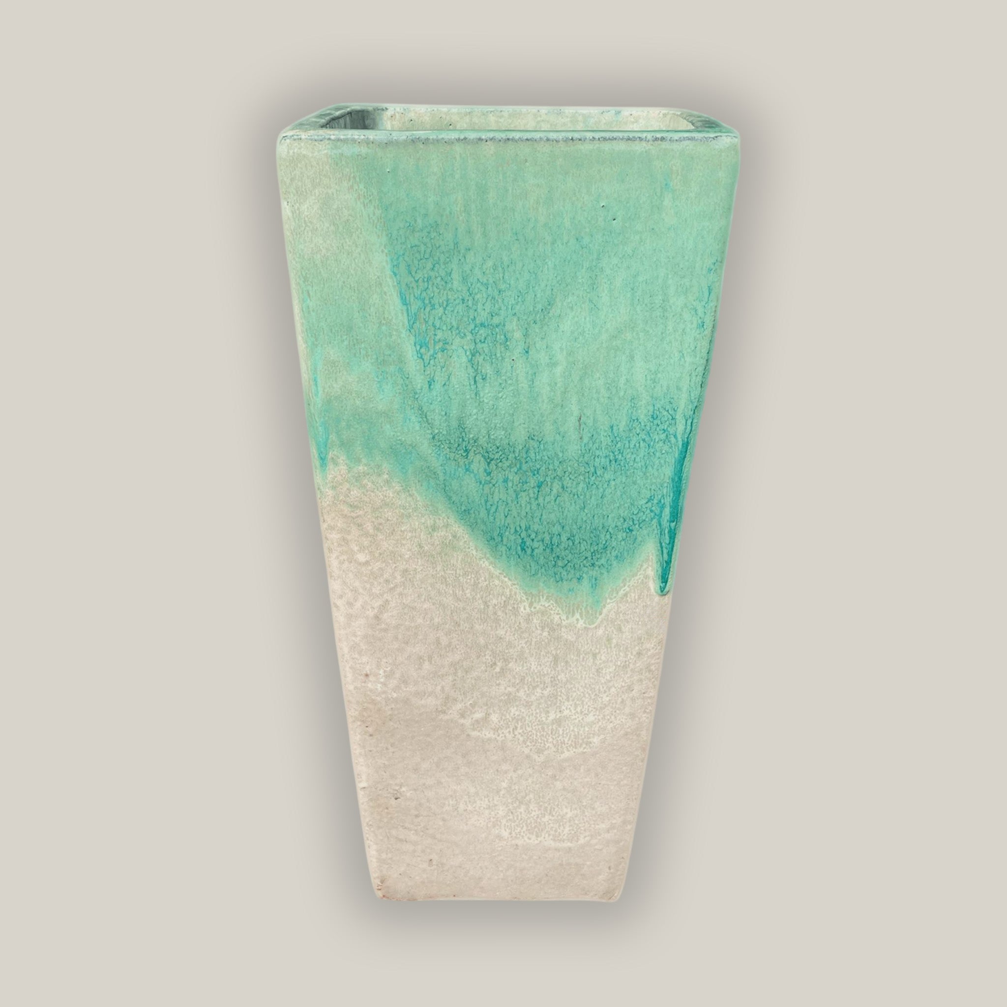 289M21 - Marble Green Tall Tapered Square Planter