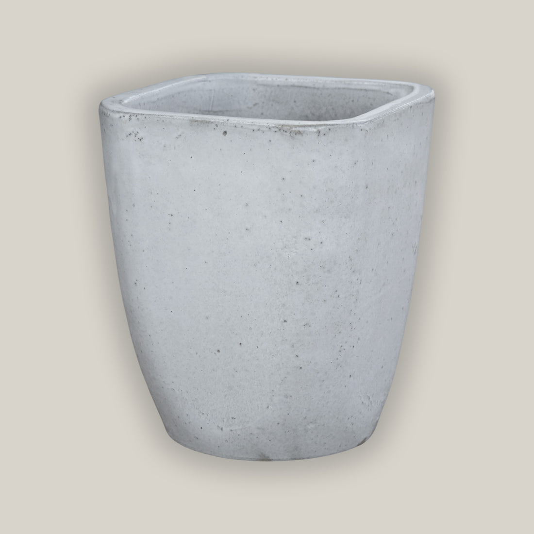 White square planter with modern tapered design