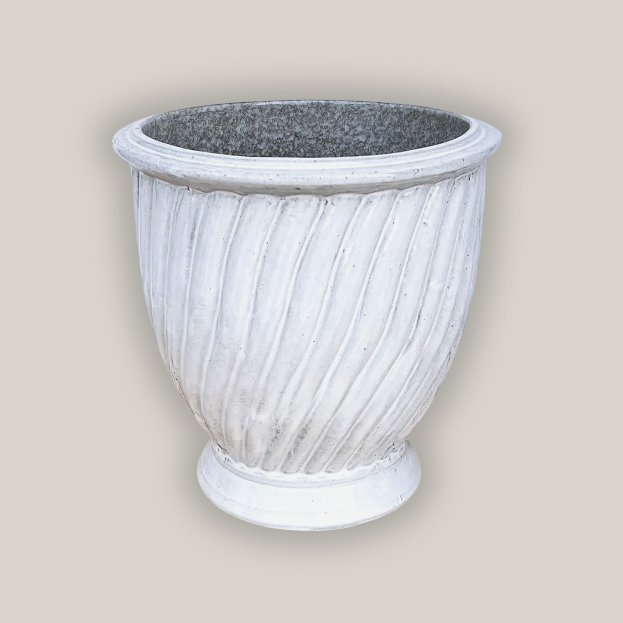 3080L4FS - White Ceramic Ridged Urn - FREE SHIPPING