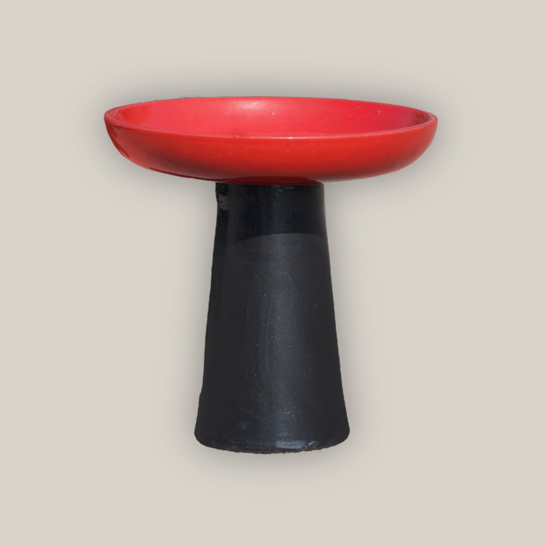 3106L14 - Ceramic Bird Bath - Bright Red Top &amp; Black Stand