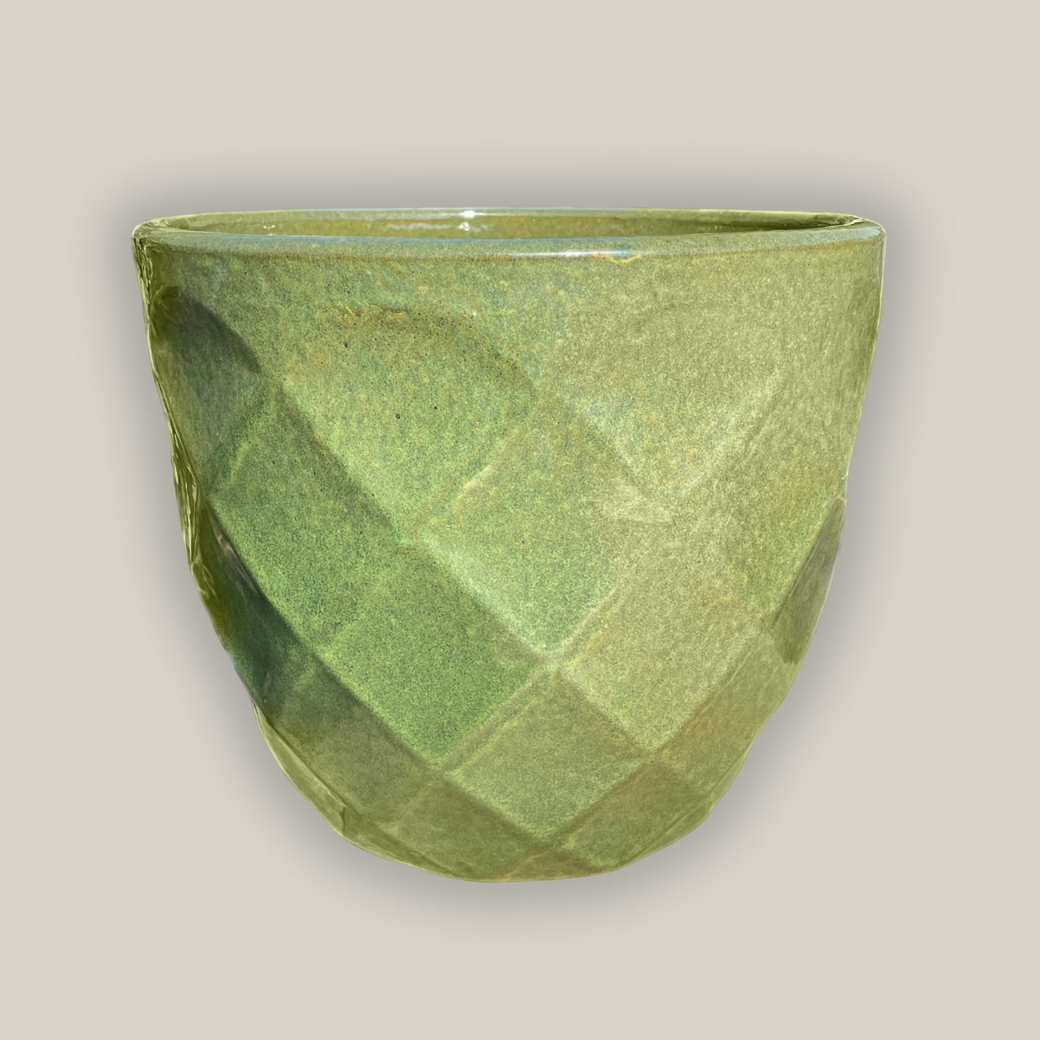 3119L3FS - Spring Green Ceramic Geometric Design Planter FREE SHIPPING