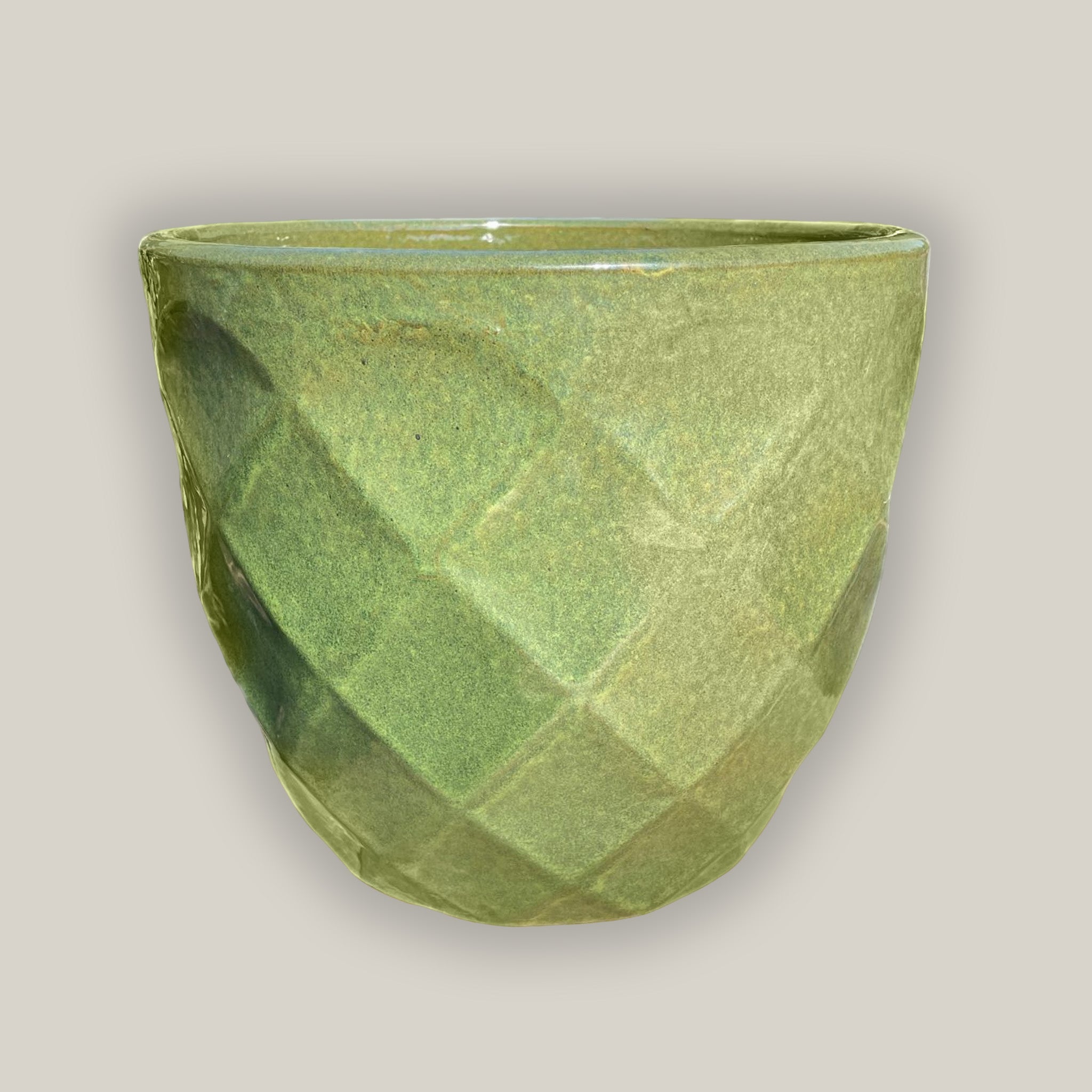 3119L3 - Spring Green Ceramic Geometric Design Planter