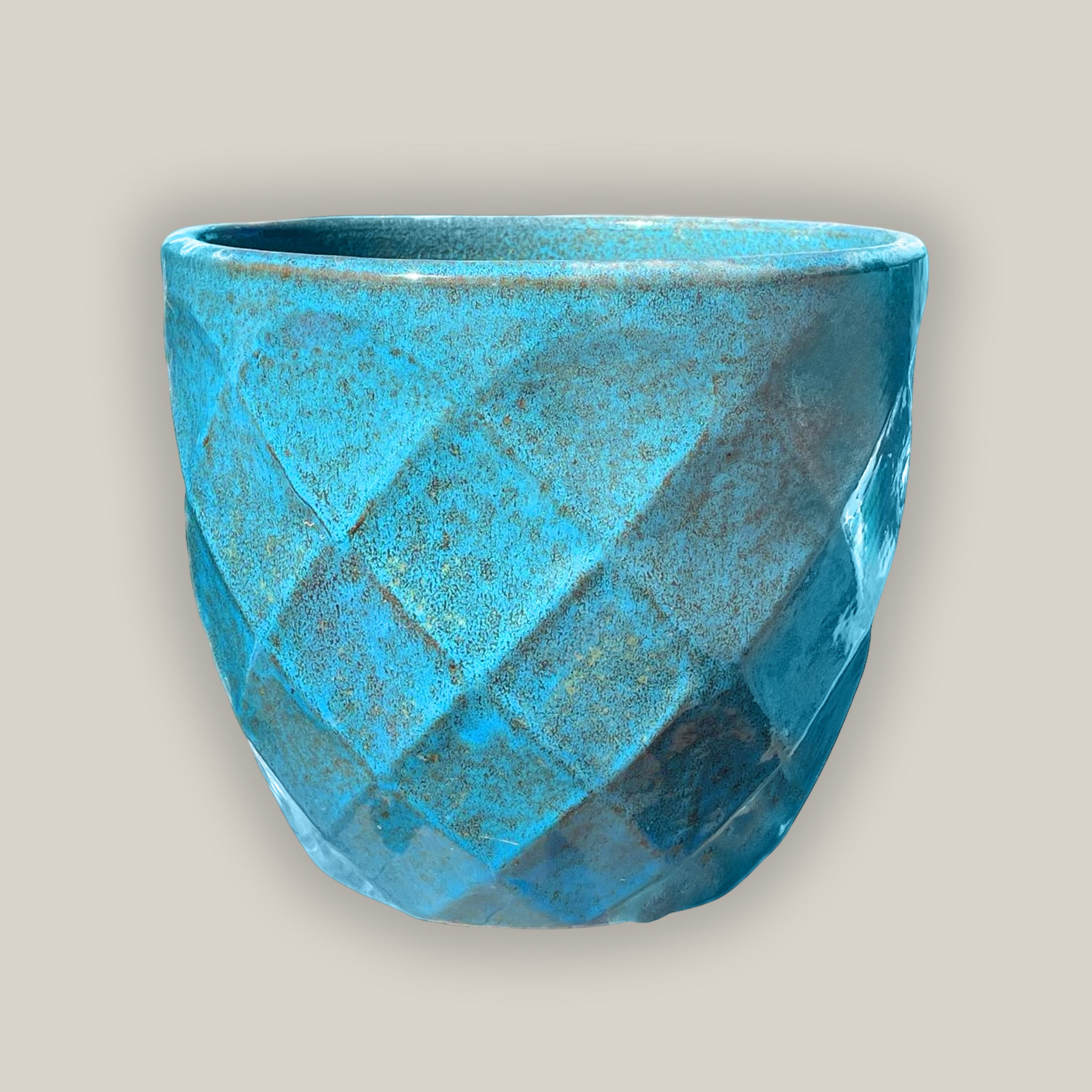 3119L70 - Iron Blue Ceramic Geometric Design Planter