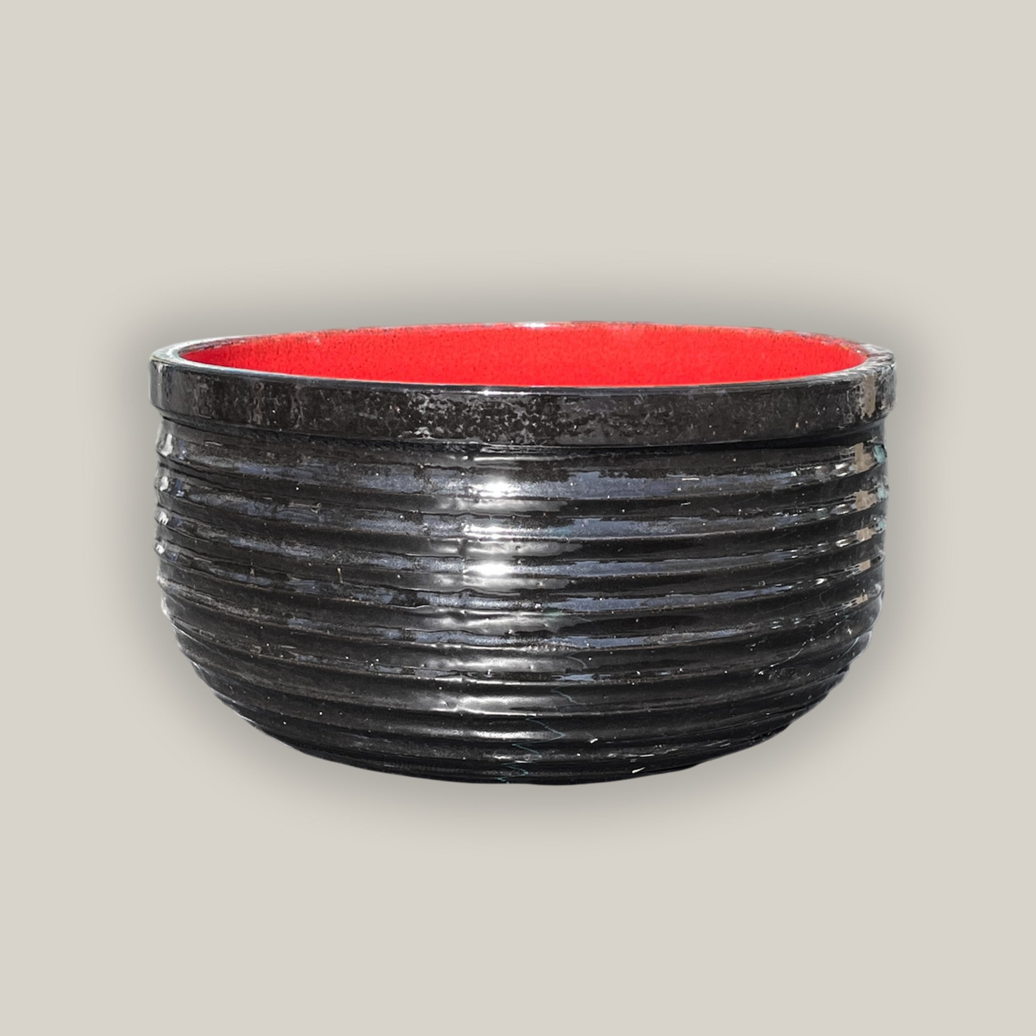 3123L14FS - Bright Red Ceramic Pond Planter - Glazed Inside - No Hole FREE SHIPPING