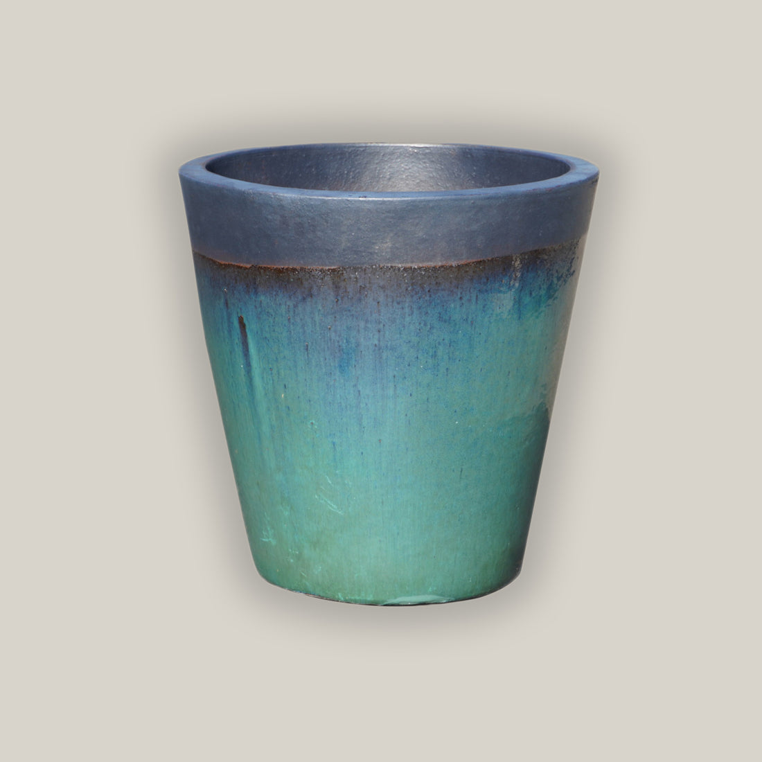 6024H6 - Matte Black/Turquoise Cone Planter