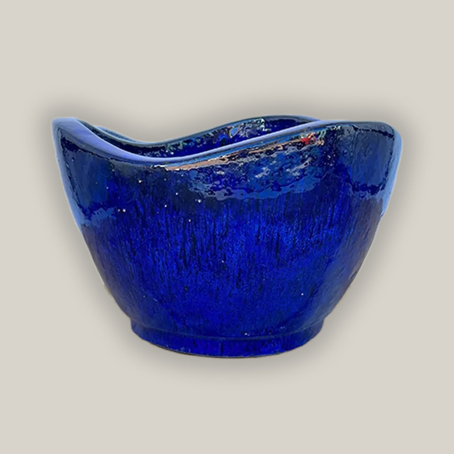 6030H47FS - Blue Wavy Rim Low Bowl - FREE SHIPPING