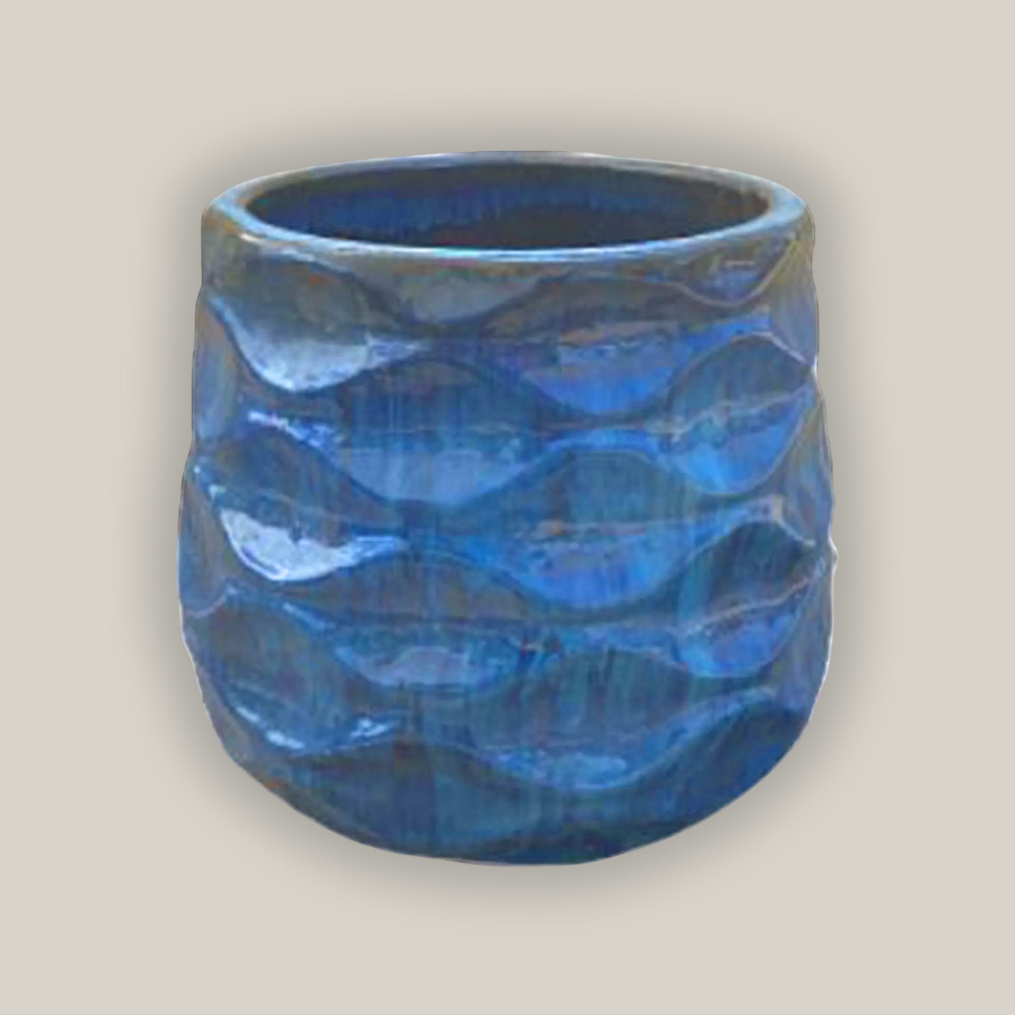 6101H76 - Deep Turquoise Modern Wave Round Ceramic Planters