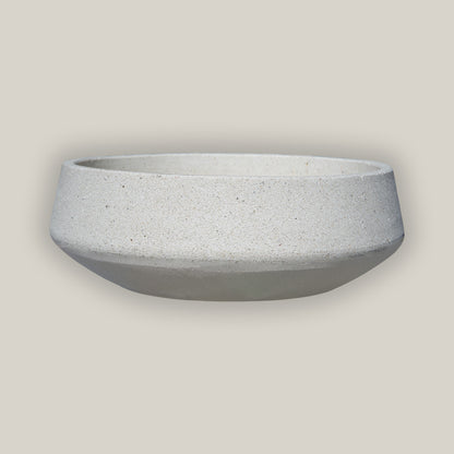 1-7167RWA - River Stone White Short Geometric Bowl Planter