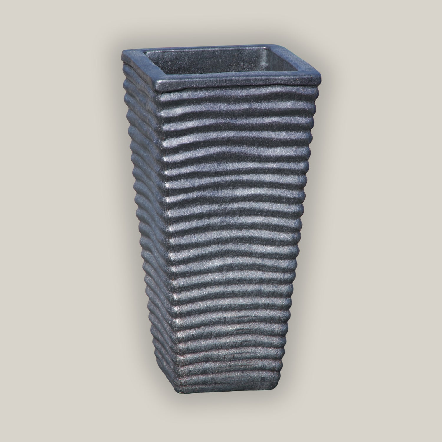 8096N14 - Matte Black Ripple Wedge Planter