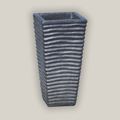 8096N14FS - Matte Black Ripple Wedge Planter - FREE SHIPPING