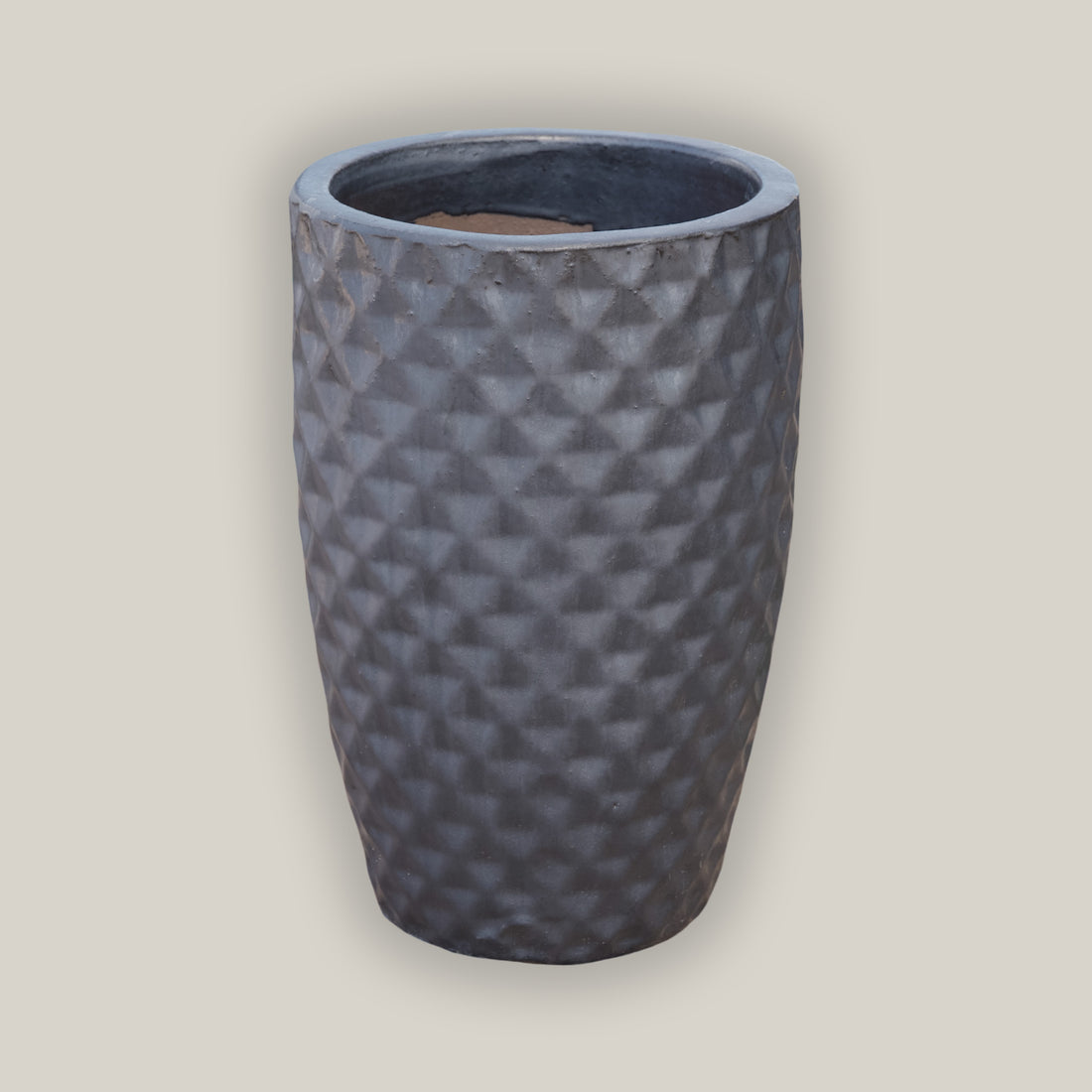 9785C8 -Matt Black Tall Ceramic Waffle Planter