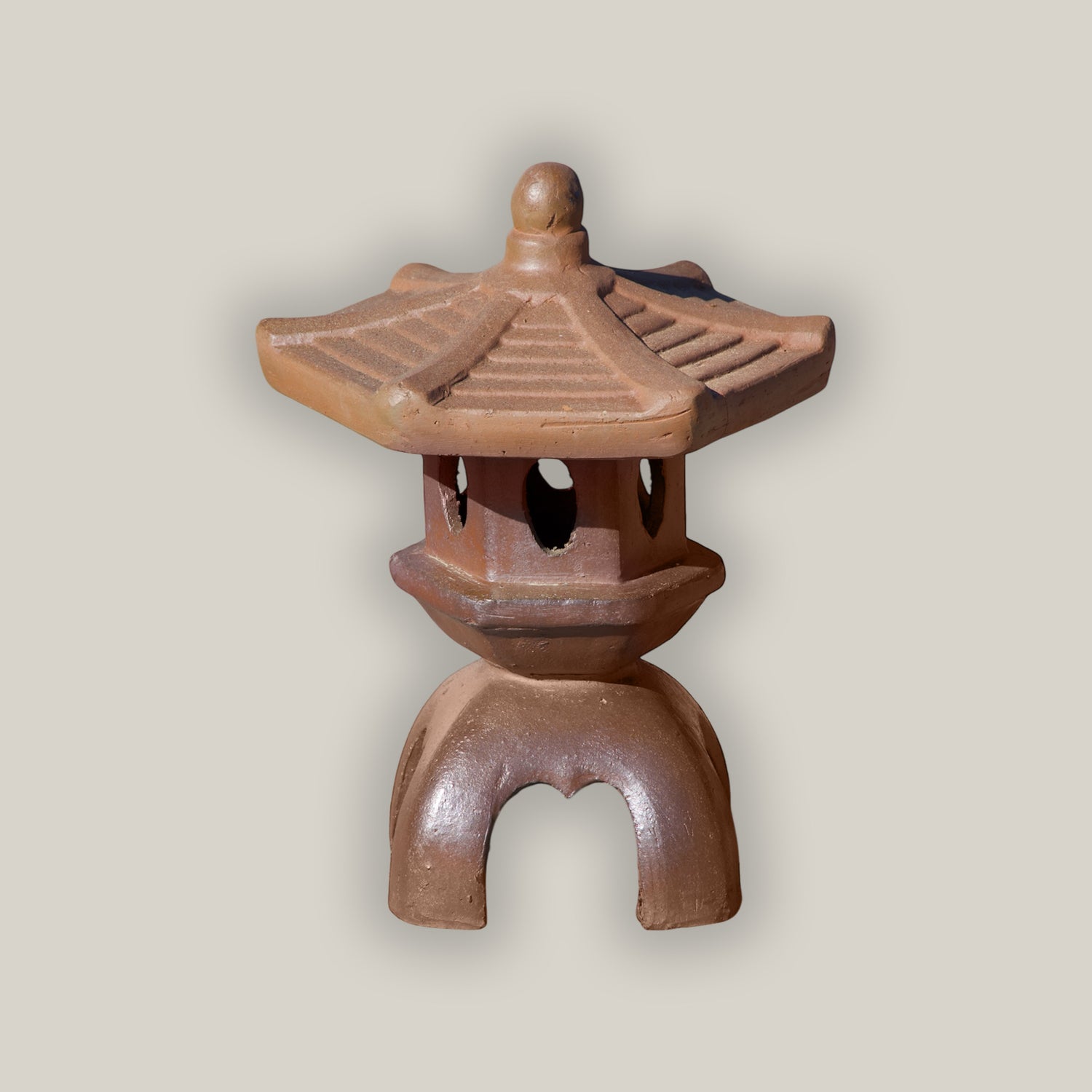 9831C32 - Unglazed Ceramic Pagoda Lantern Accent