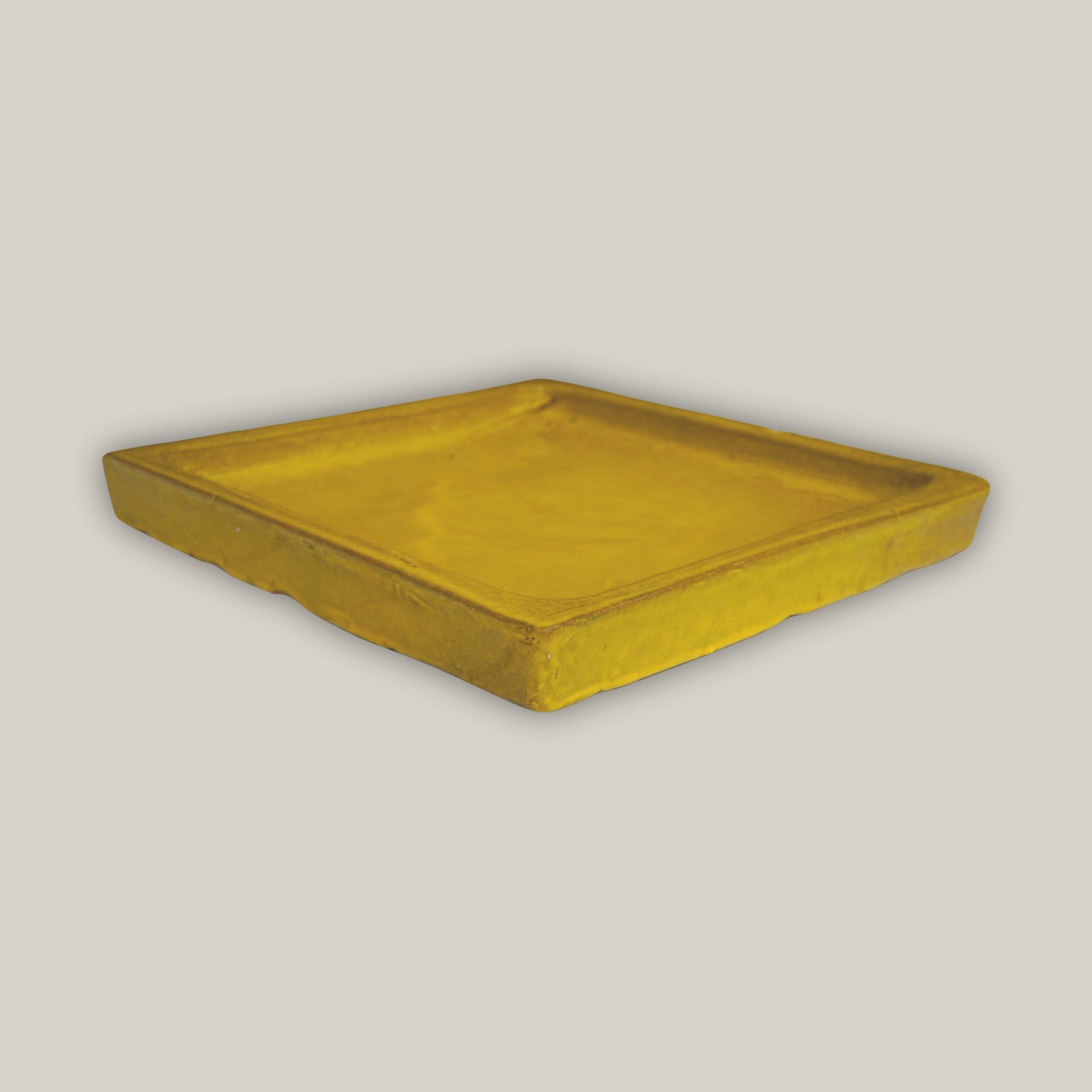 Yellow Square Planter Saucer - Ten Thousand Pots - side 