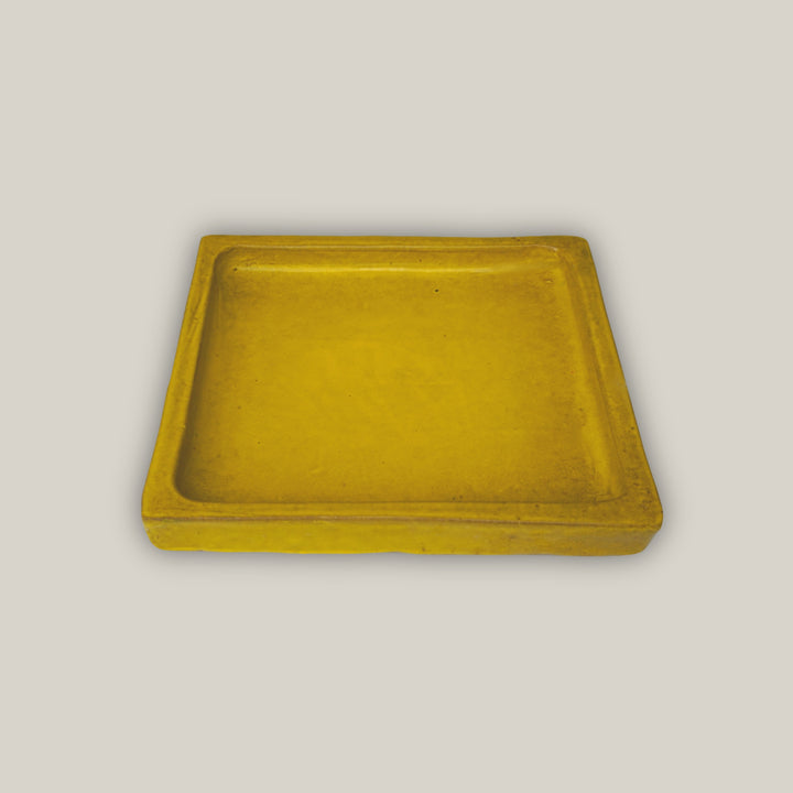 Yellow Square Planter Saucer - Ten Thousand Pots - top