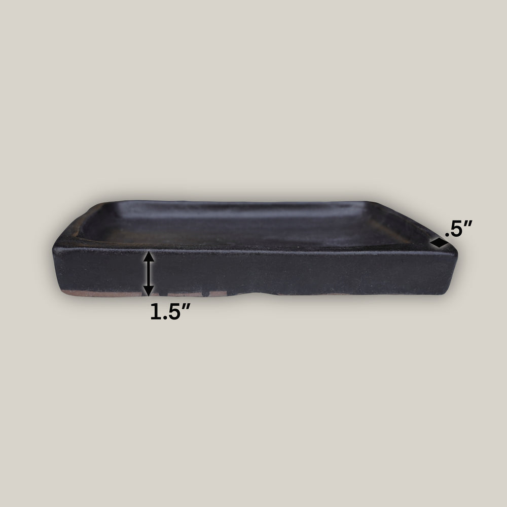 Matte Black Square Planter Saucer - Ten Thousand Pots - side