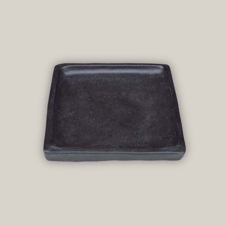 Matte Black Square Planter Saucer - Ten Thousand Pots - top