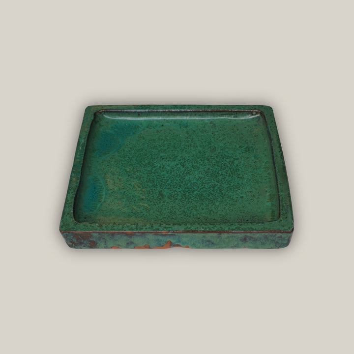 Jade Square Planter Saucer - FREE SHIPPING - Sizes 7” 9” 10” 11” 12” 13” 15” - Handmade Thick Ceramic Plant Tray To Protect The Floor From Runoff Water