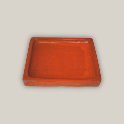 Orange Square Planter Saucer - Ten Thousand Pots - top