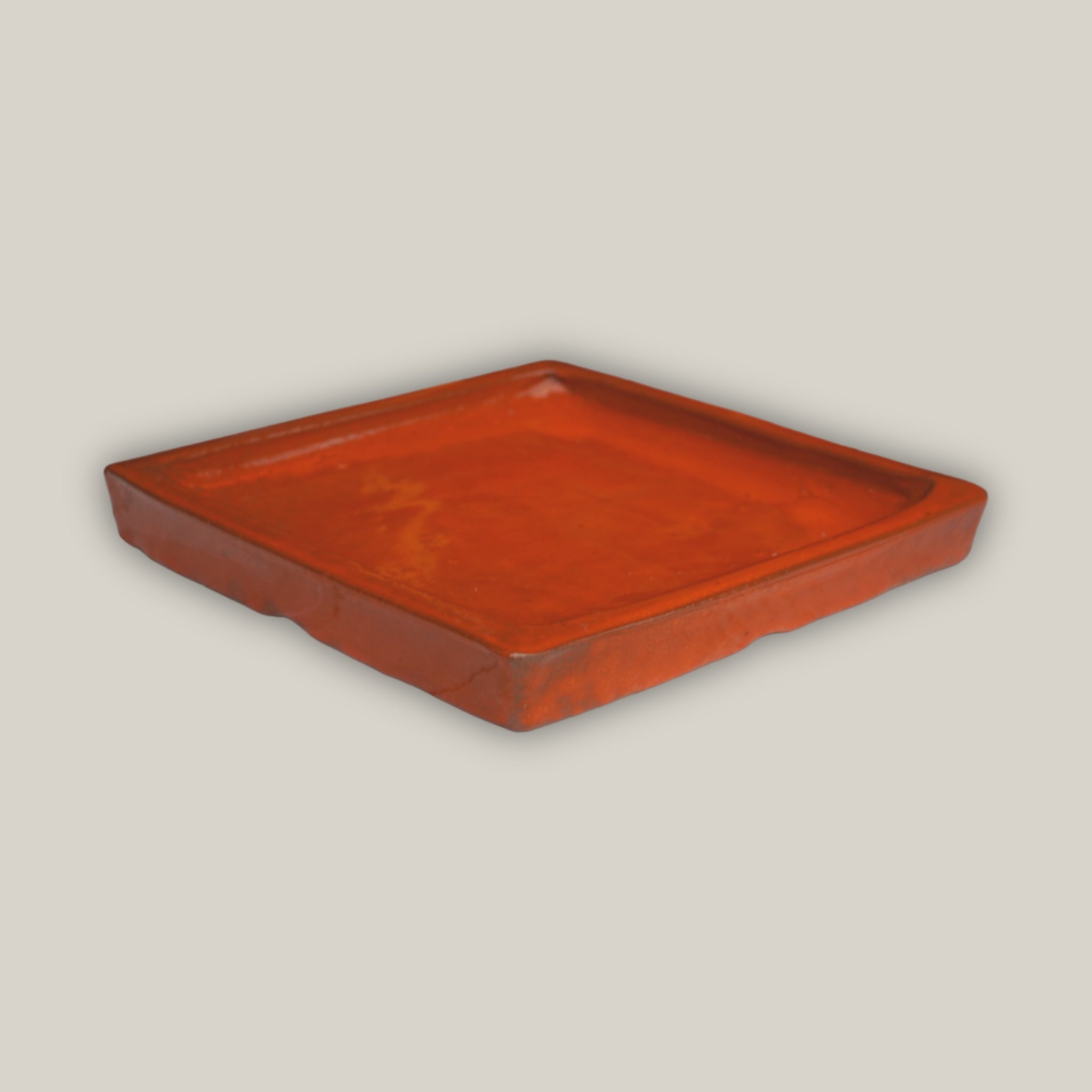 Tropical Orange Square Planter Saucer - Ten Thousand Pots - side