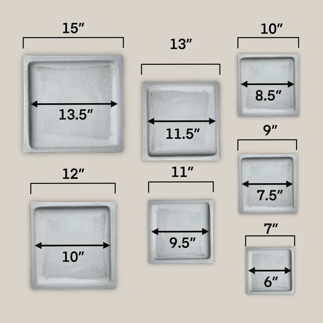 Matte Black Square Planter Saucer - Ten Thousand Pots - sizes