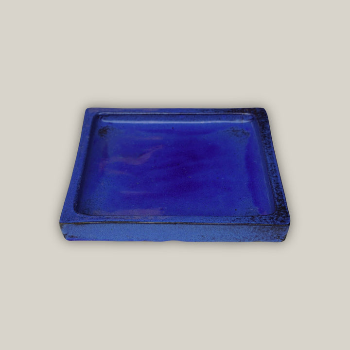 Falling Blue Square Planter Saucer - Ten Thousand Pots - top