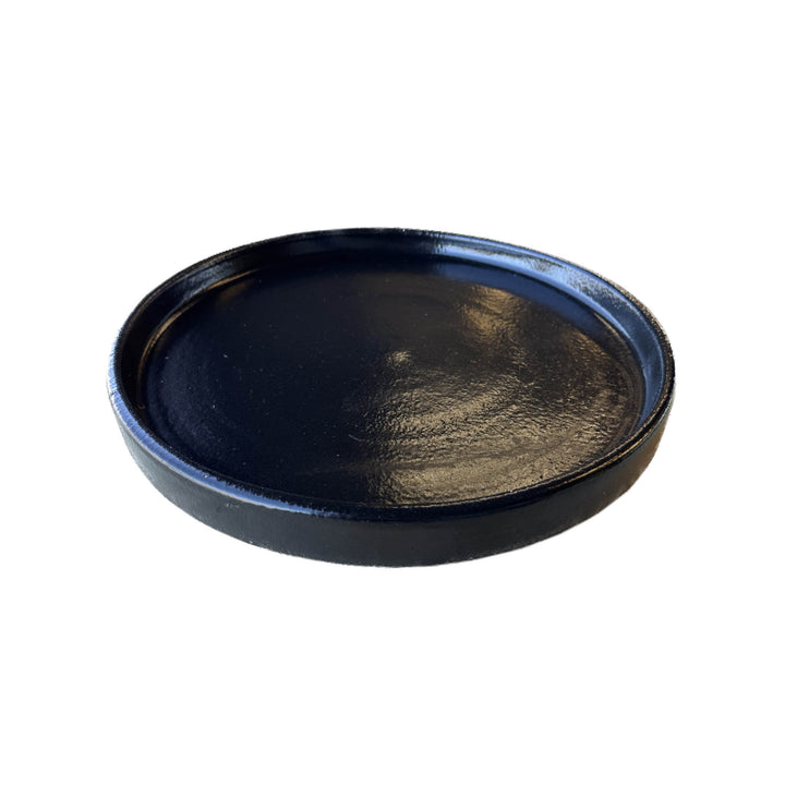 Black Round Saucer, High Fired Ceramic Plant Saucer, FREE SHIPPING, Size 8” 9” 10” 11” 13” 15” 17.5” 19.5,” Can Be Used As A Floor Protector