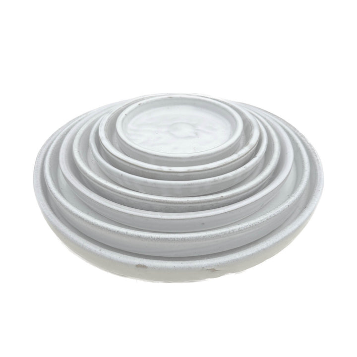 White Round Saucer - FREE SHIPPING- Sizes 8" 9" 10" 11" 13" 15" 17.5" 19.5" Handmade Thick Ceramic Plant Tray To Protect The Floor From Runoff Water
