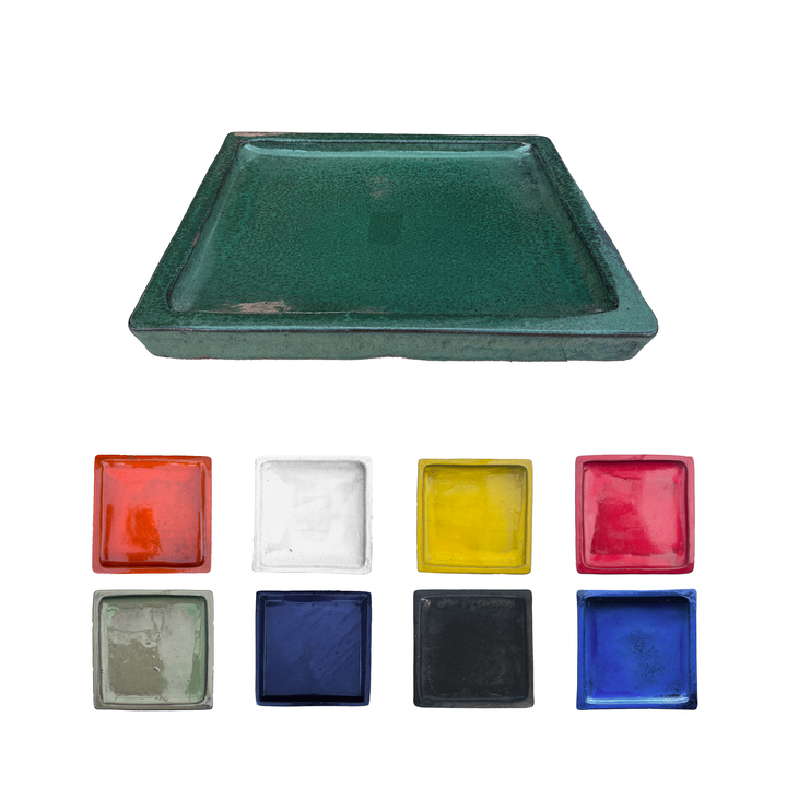 Jade Square Planter Saucer - FREE SHIPPING - Sizes 7” 9” 10” 11” 12” 13” 15” - Handmade Thick Ceramic Plant Tray To Protect The Floor From Runoff Water