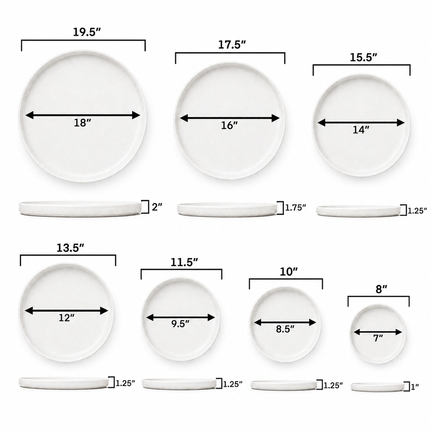 Round Falling Blue Ceramic Plant Saucer - Sizes 8"-19.5"