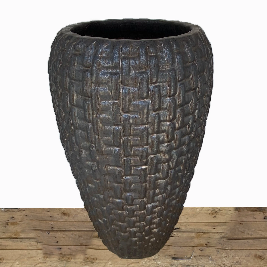 Copper Gold Ceramic Tall Woven Planter - FREE SHIPPING