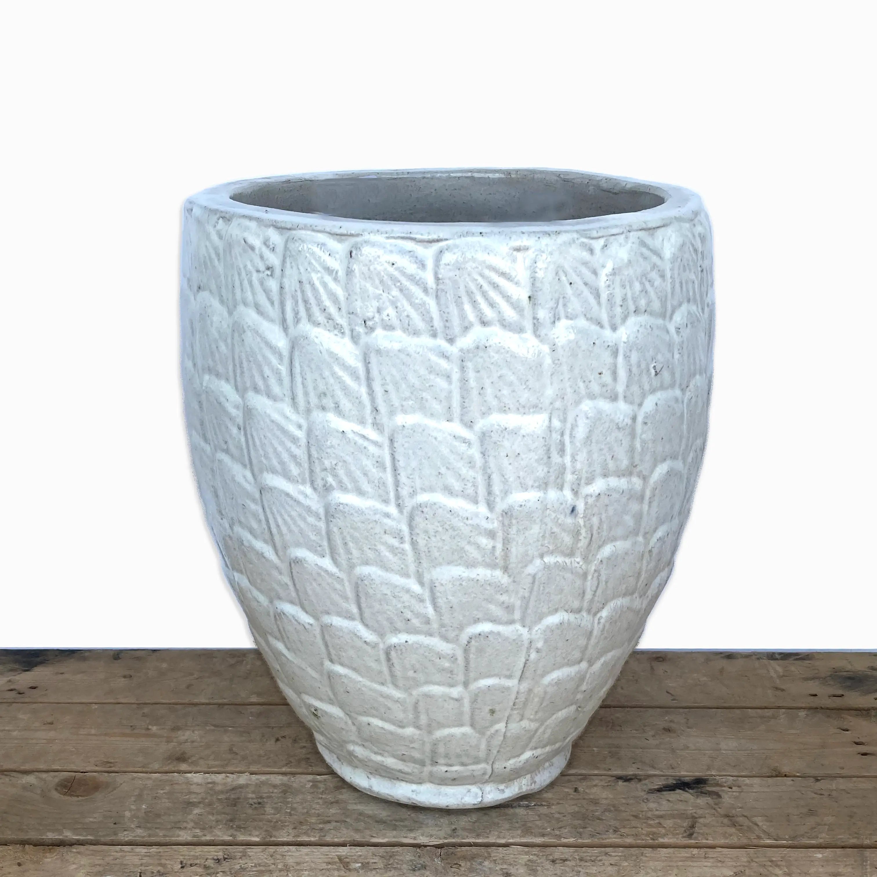 8608N12FS - White Tapered Round Seashell Planter - FREE SHIPPING