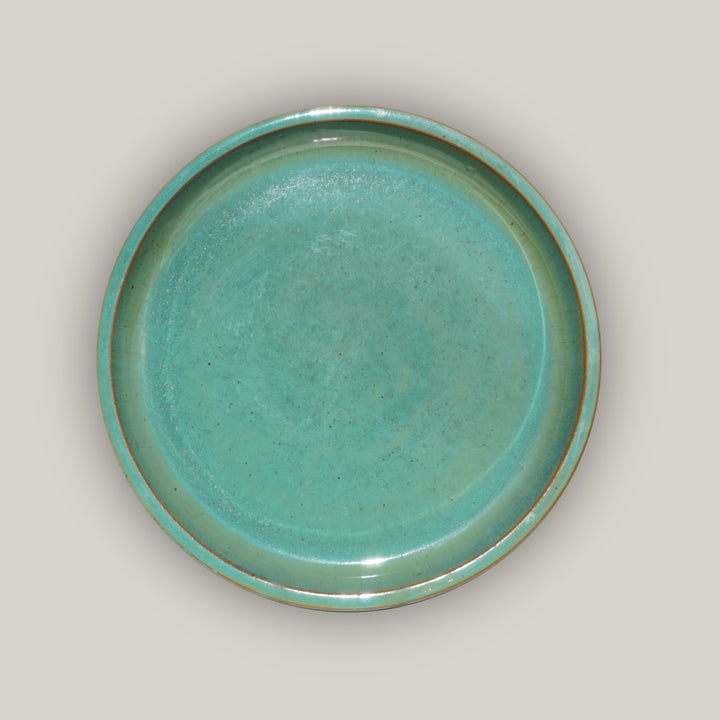 Turquoise Round Ceramic Saucer - Ten Thousand Pots - top