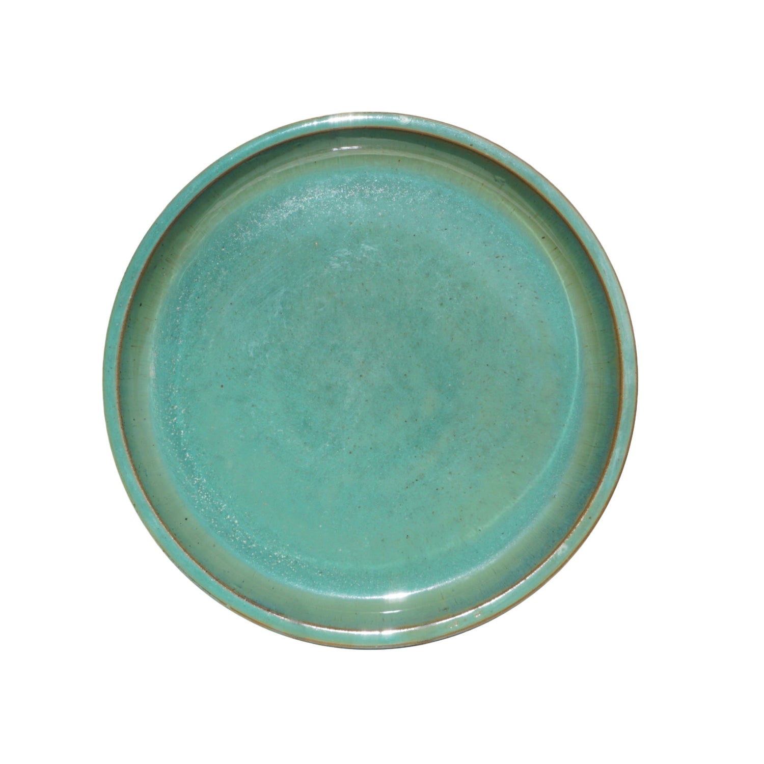 Round Turquoise Ceramic Plant Saucer