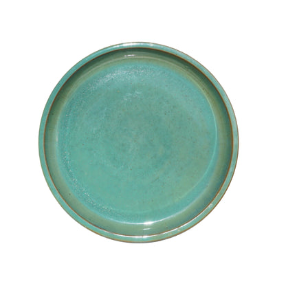 Round Turquoise Ceramic Plant Saucer