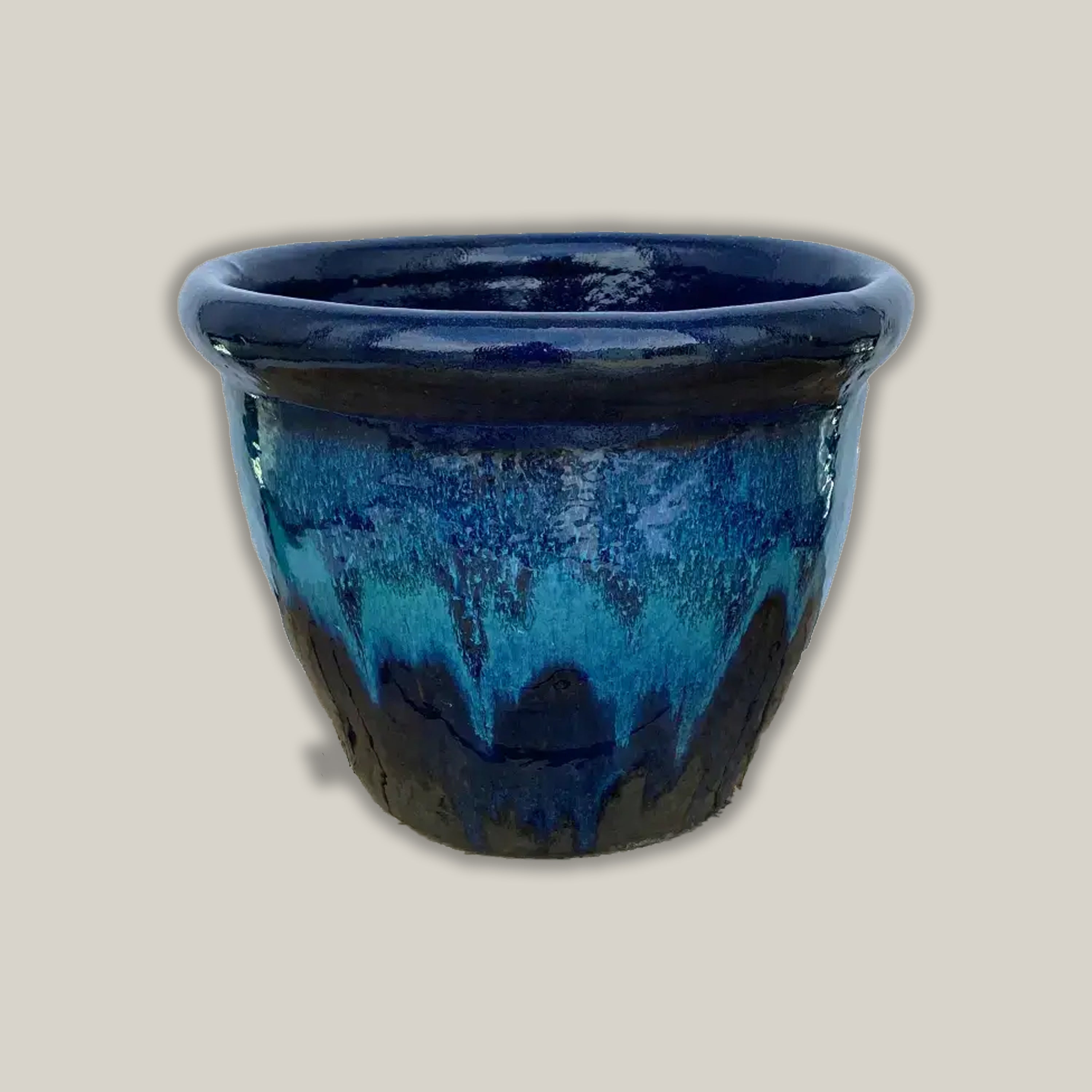 8071N68 - Blue/Marble Green/Shiny Black Low Cana Pot