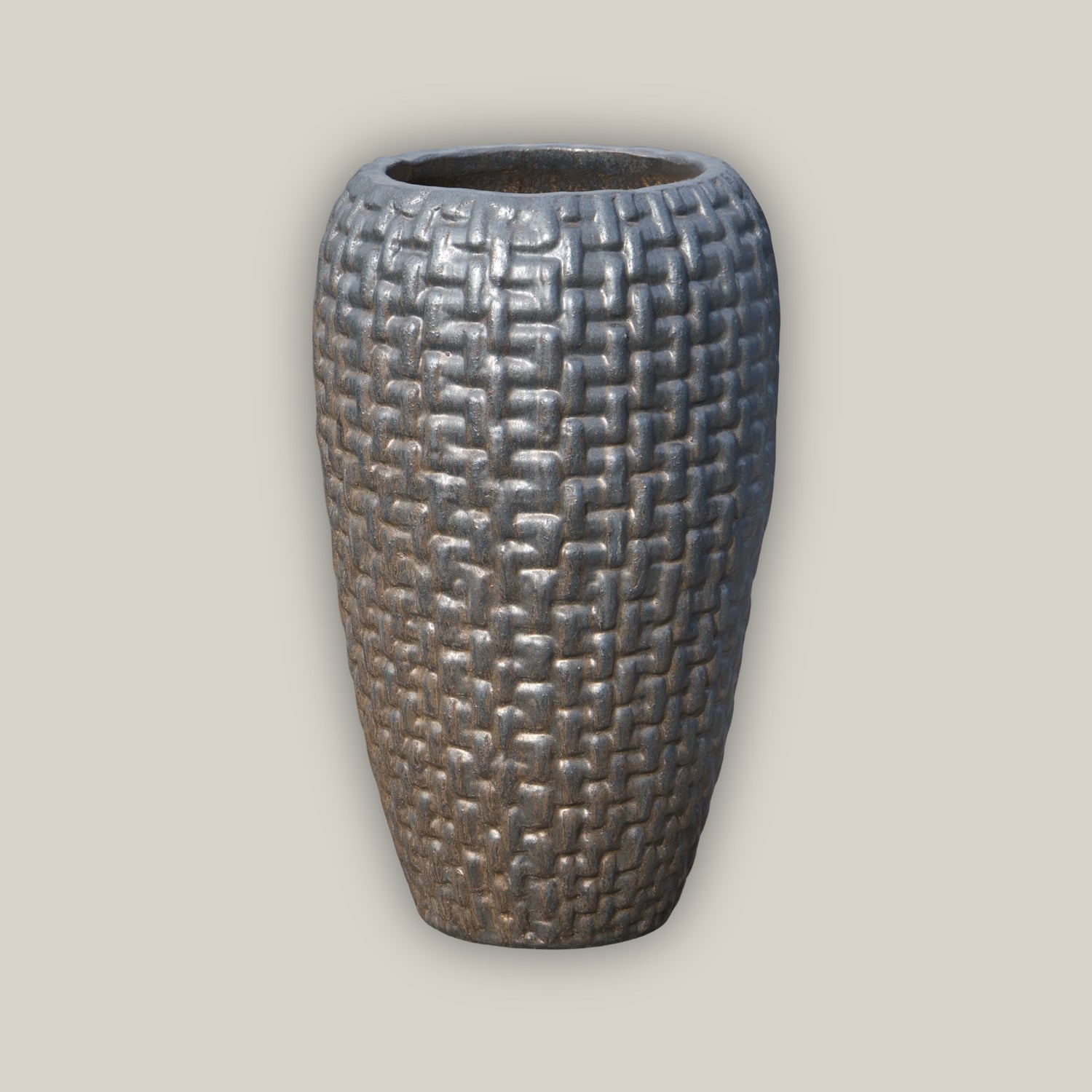 9700C17 - Copper Gold Ceramic Tall Woven Planter