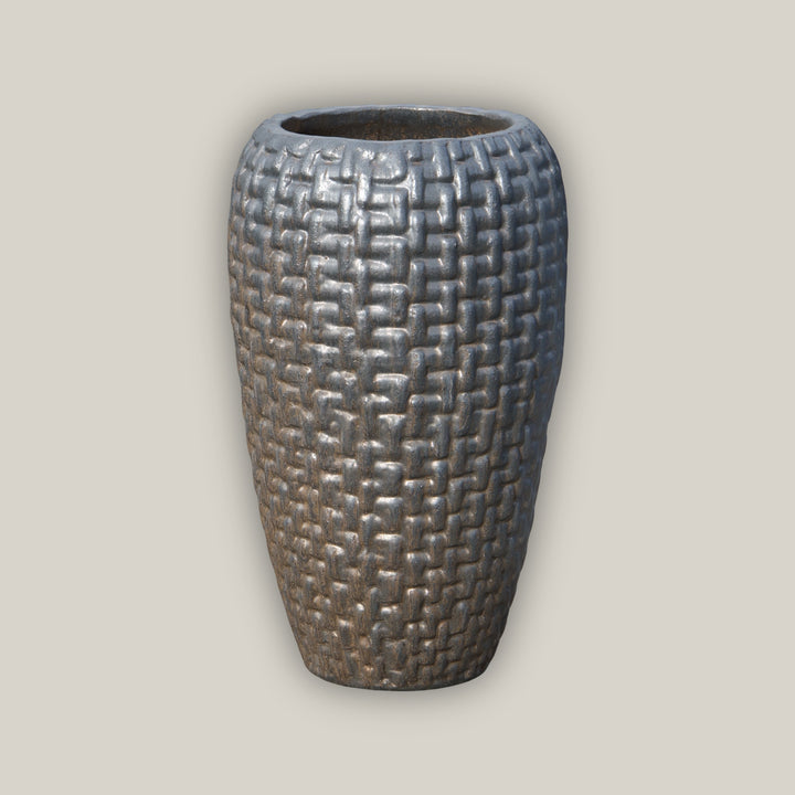 Copper Gold Ceramic Tall Woven Planter - FREE SHIPPING