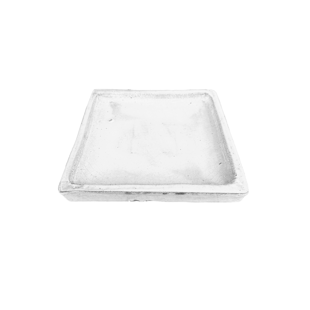 White Square Planter Saucer - FREE SHIPPING - Sizes 7” 9” 10” 11” 12” 13” 15” - Handmade Thick Ceramic Plant Tray To Protect The Floor From Runoff Water
