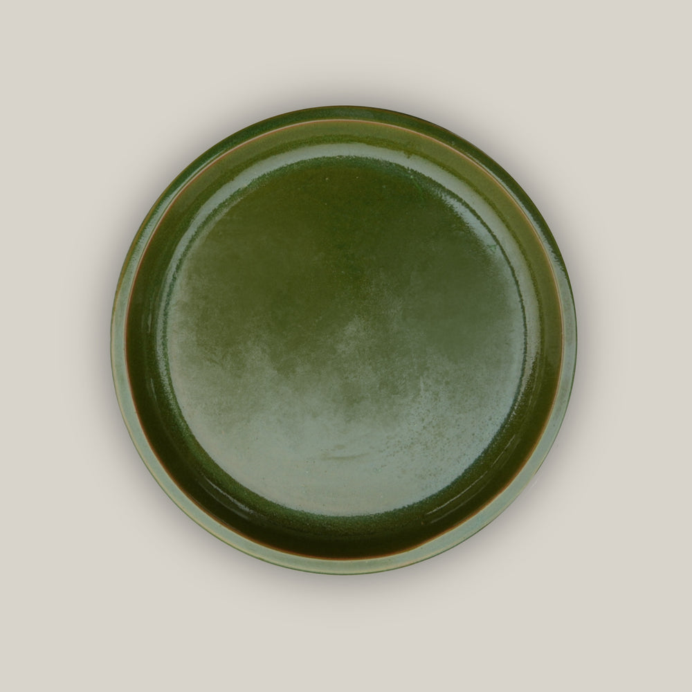 Apple Green Round Ceramic Saucer - Lion ten thousand pots top