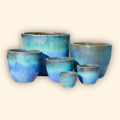 9082P37 - Aqua/Blue Ceramic Bullet Planter