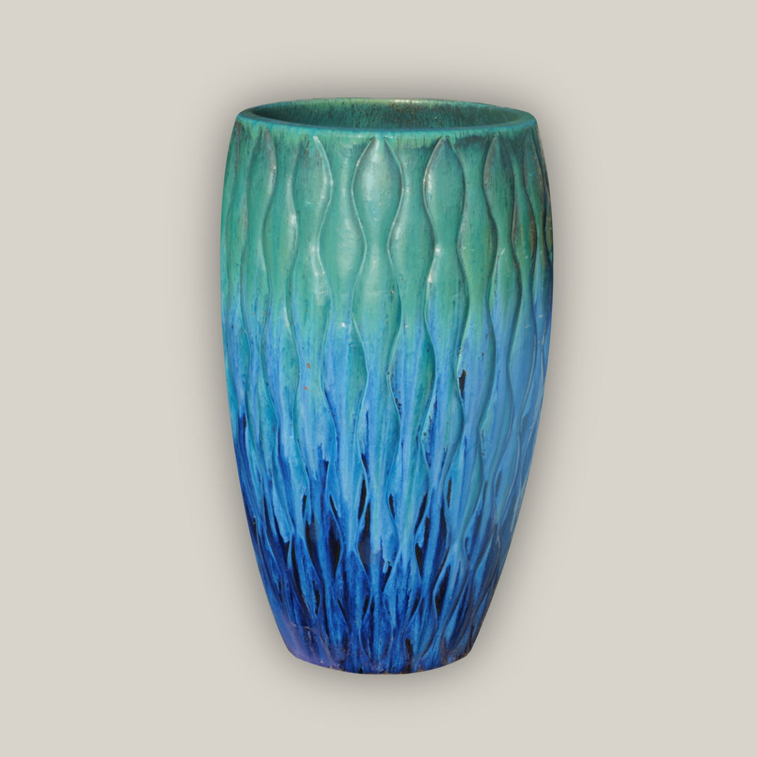 9990P37 - Aqua/Blue Tall Ceramic Seagrass Planter