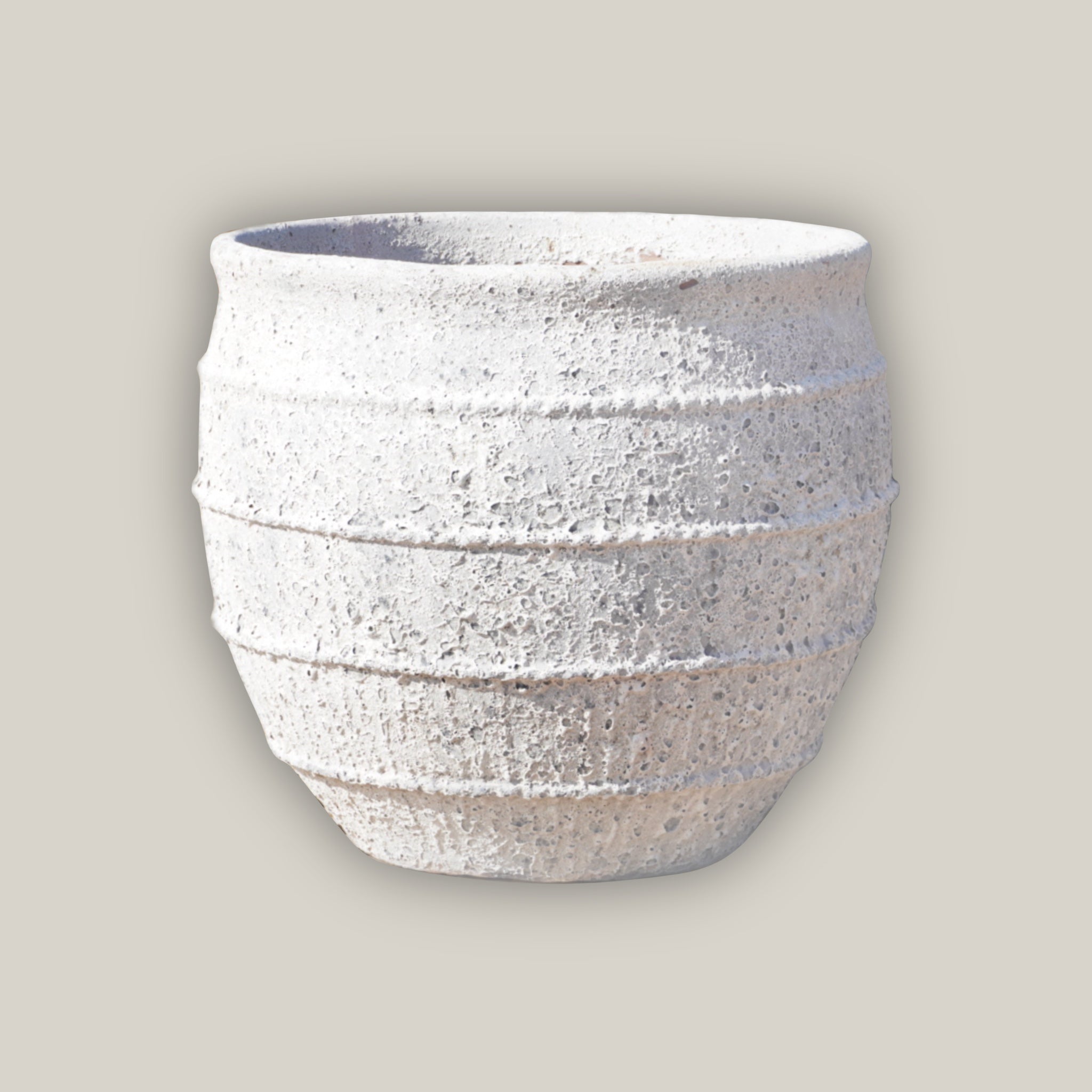 textured white plant pot Atlantis White Tapered Rustic Planter | Handmade Pot