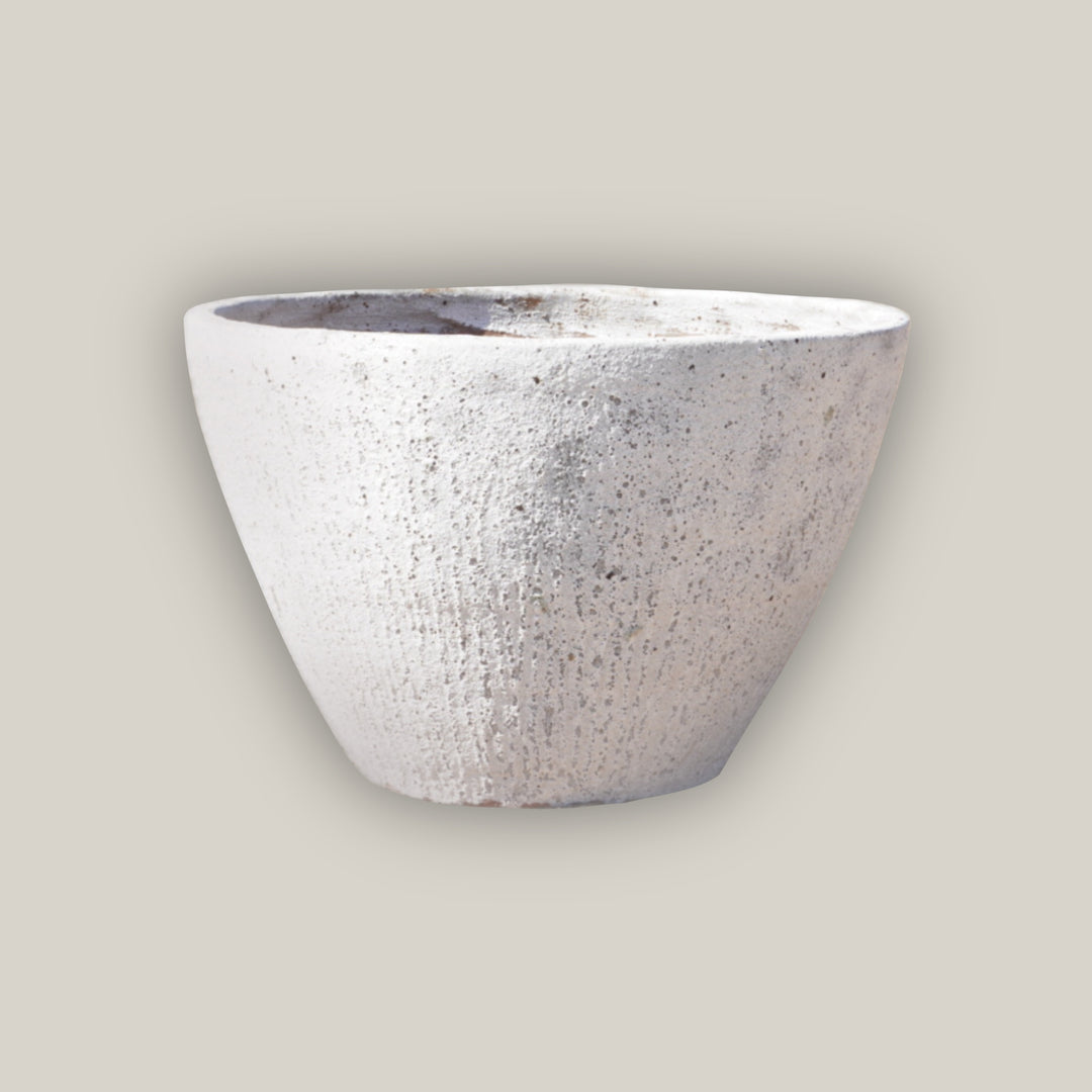 Atlantis White Rustic Low Cone Ceramic Planter