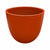 Angled view of an atomic orange tapered round ceramic planter, showing its smooth glossy red-orange finish, a clean rounded rim and a matching orange interior