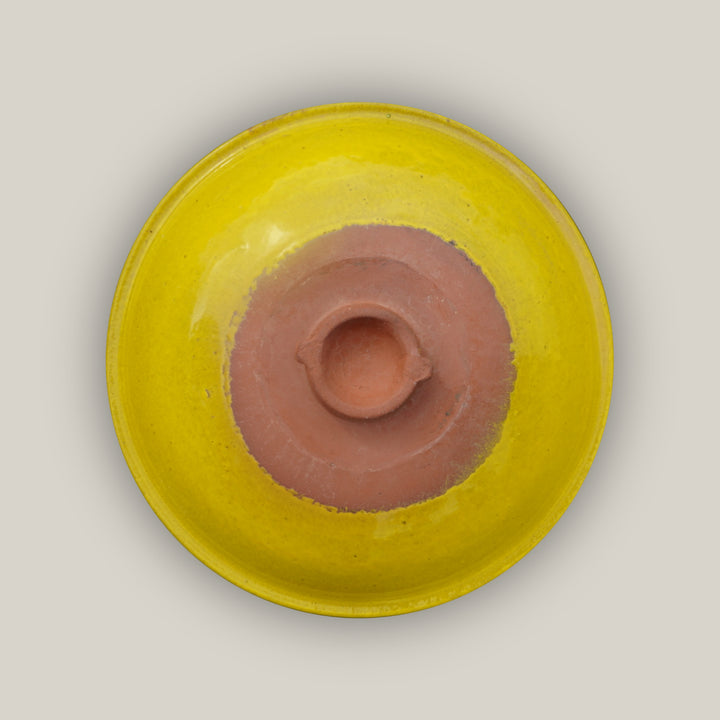 Yellow Ceramic Bird Bath- Yellow Stand