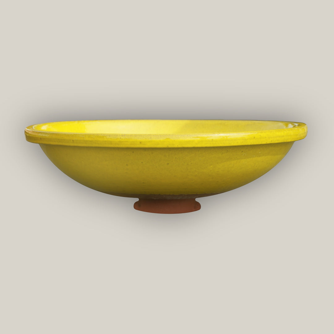 Yellow Ceramic Bird Bath- Yellow Stand