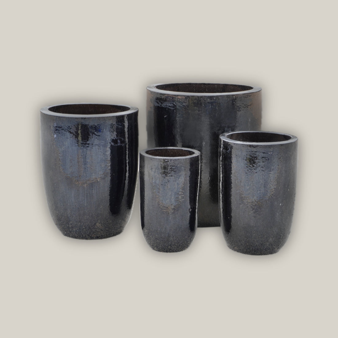 Black tall tapered U planter set of 4