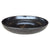 Angled view of a wide, shallow black ceramic succulent bowl, showing a high-gloss speckled black interior, a central drainage hole and a charcoal outer wall